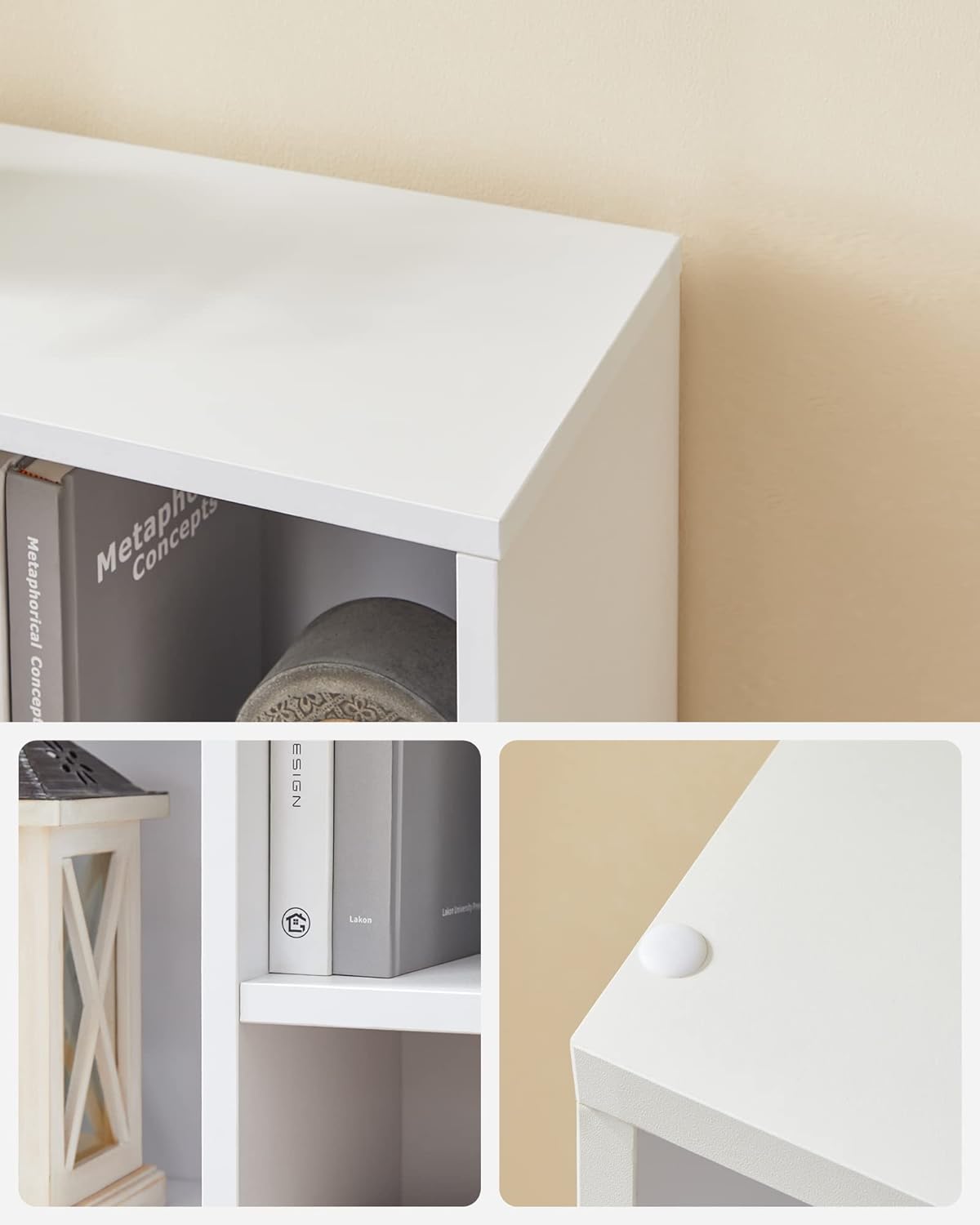 VASAGLE Biblioteca, raft cu 5 unitati de depozitare, pentru living, din lemn, 50x24x80cm, alb