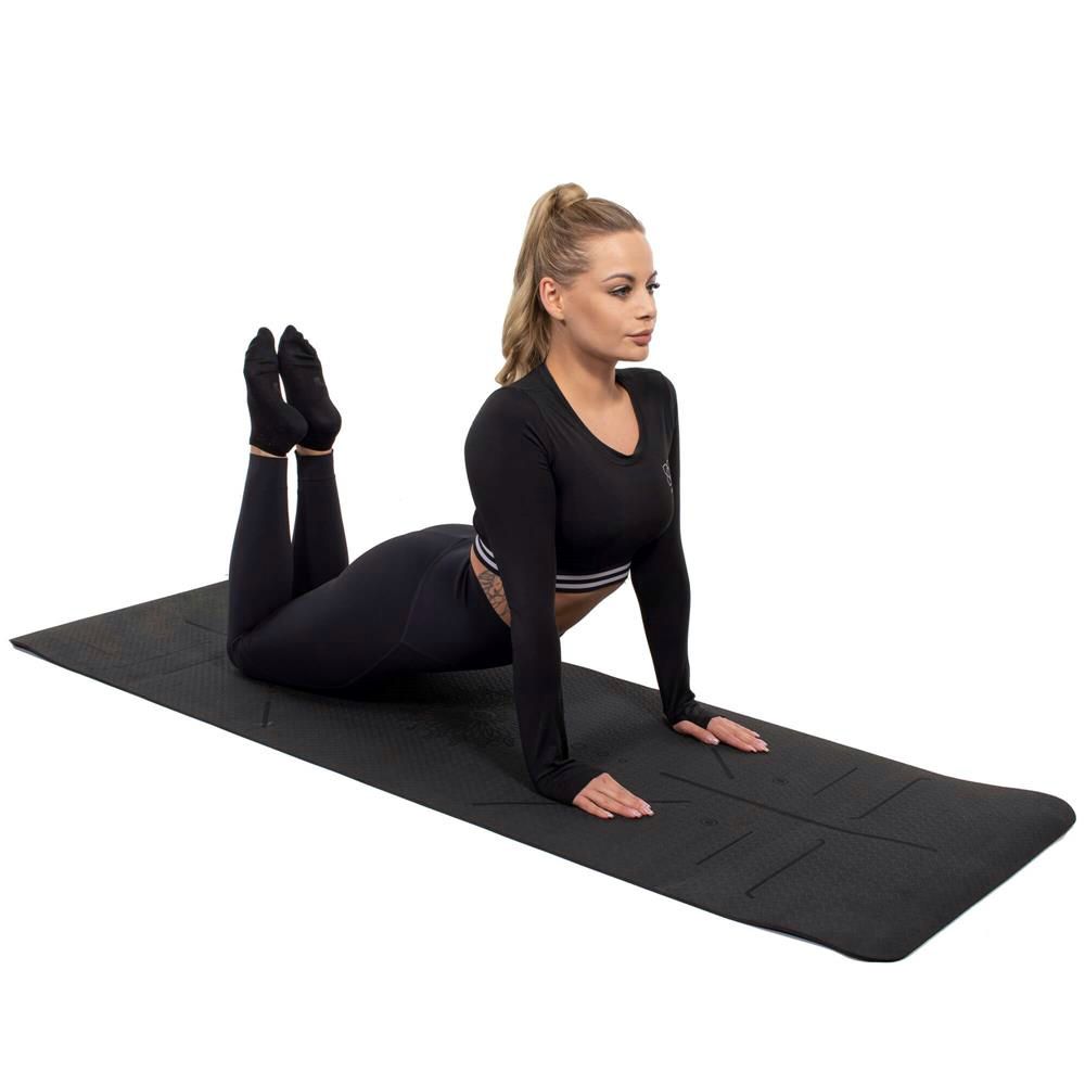 Saltea pentru antrenament, yoga, fitness, aerobic, pilates, exercitii la sol, 183x61cm, negru