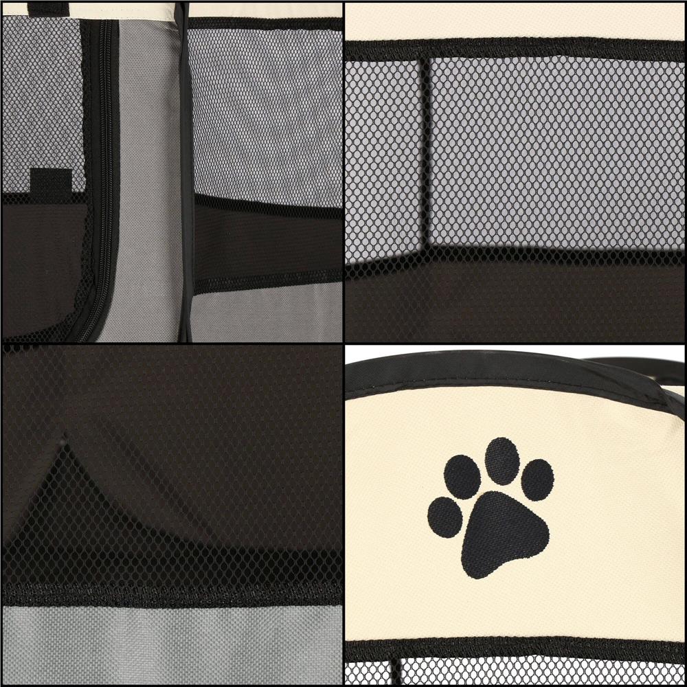 Tarc pliabil pentru animale de companie, diametru 114cm, gri crem
