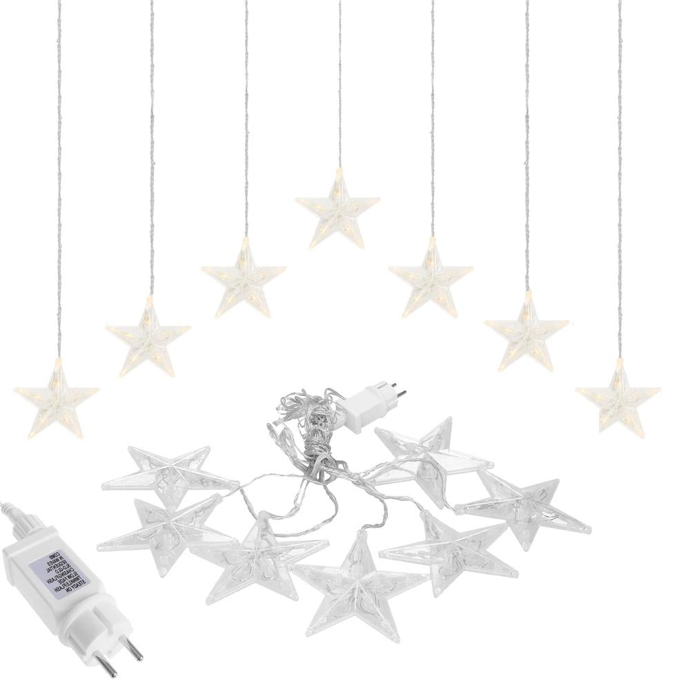 (DL) Ghirlanda luminoasa tip perdea cu stelute 72 LED-uri, 2m, pentru interior/exterior, iluminare alb
