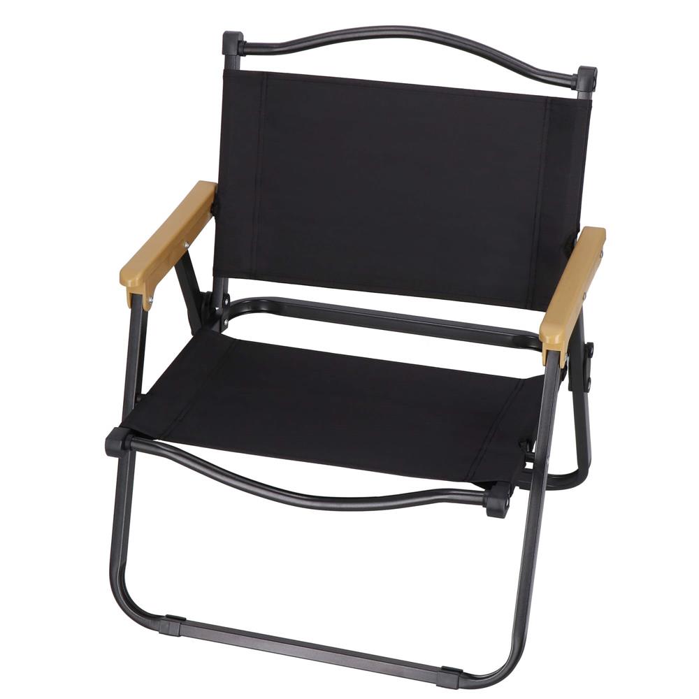 Scaun metalic plabil pentru gradina, camping sau plaja, 50x53x61cm, negru