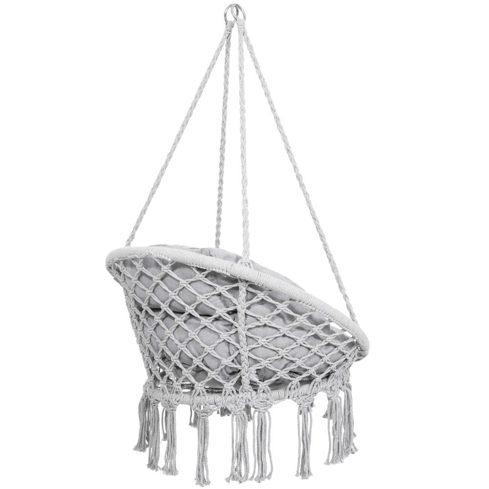 Scaun rotund tip leagan suspendat cu perna Confort Plus casa sau gradina, gri