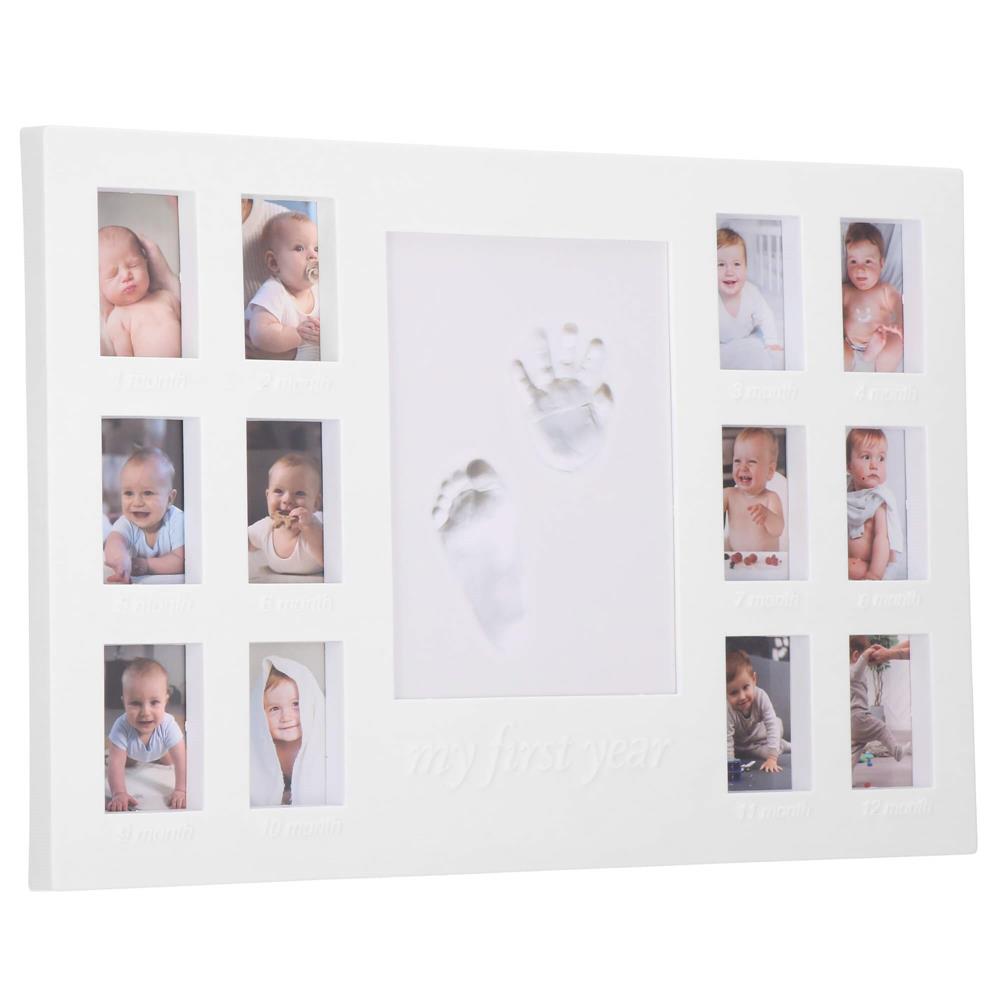 Kit amprenta mulaj manuta sau piciorus bebe si rama foto, 24x37cm, alb