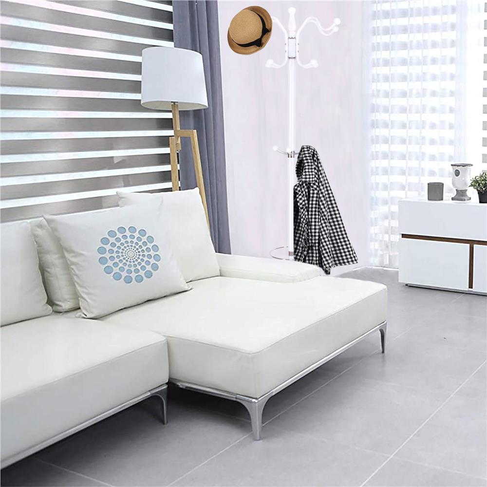 Cuier tip pom din metal Sersimo, 12 agatatoare, 174cm, alb