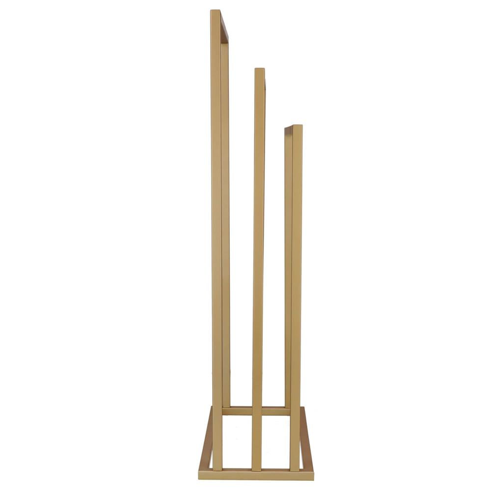 Suport metalic de baie pentru prosoape, cu 3 standuri, 86 cm, auriu mat