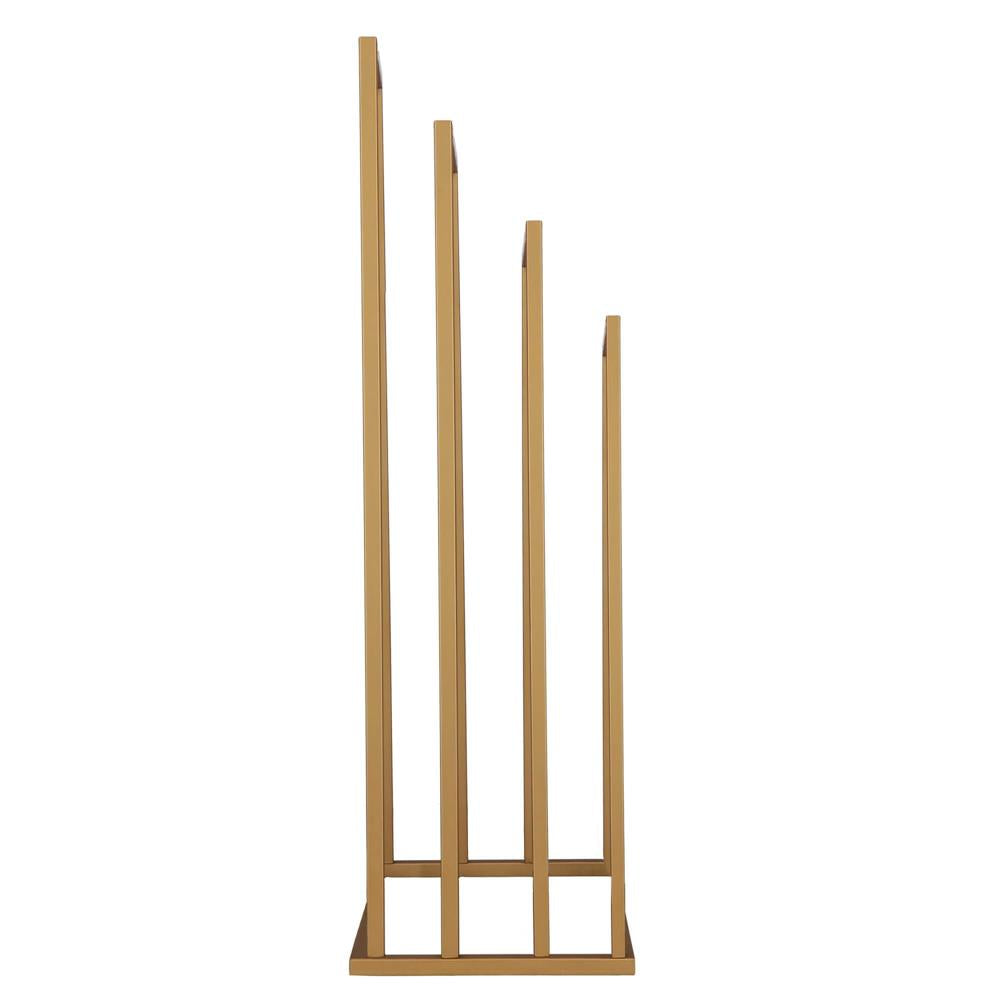Suport metalic de baie pentru prosoape, cu 4 standuri, 96 cm, auriu mat - 9