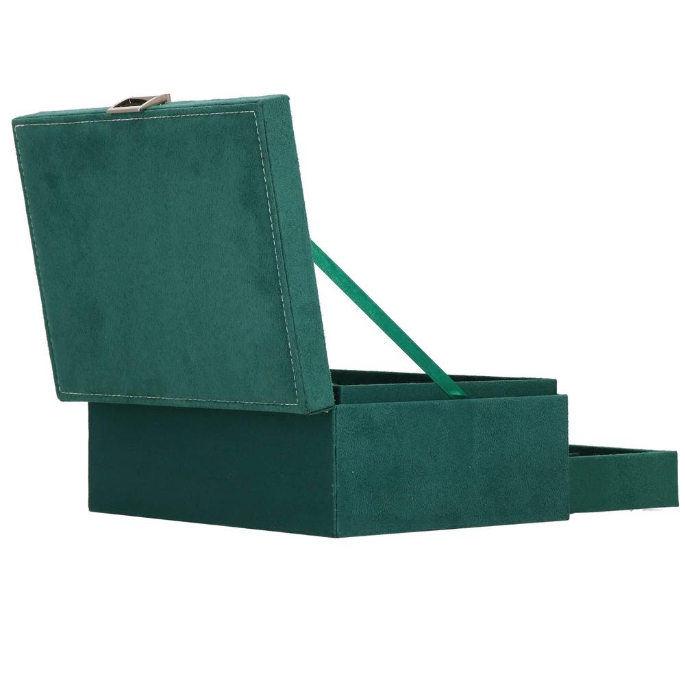 Cutie depozitare si organizare bijuterii, velur, 27 x 19 x 10,5 cm, verde