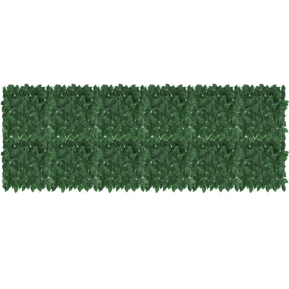 Panou paravan cu frunze artificiale pentru gard sau balcon, 100x300cm, verde inchis