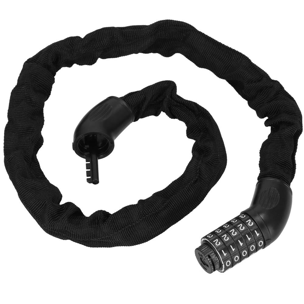 Lant antifurt bicicleta si trotineta, inchidere cifru, lungime 98 cm, Otel, Negru