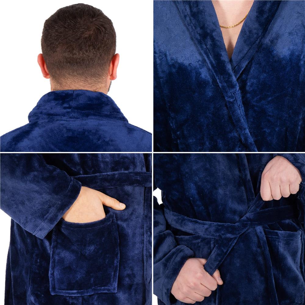Halat de baie pentru barbati pana la genunchi, marimea L/XL, albastru marin
