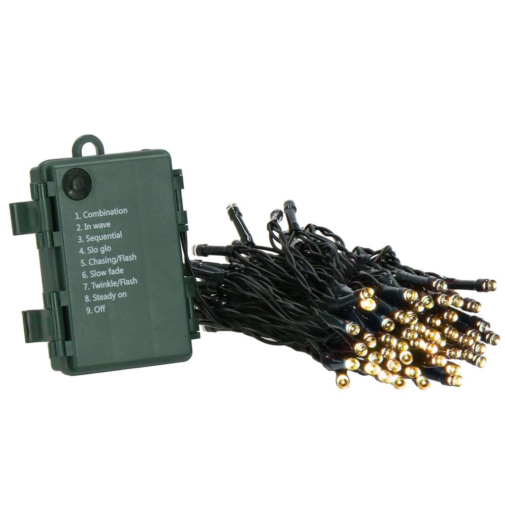 Instalatie lumini de exterior pentru gradina, 10 metri, 100 LED-uri, cu baterii, galben