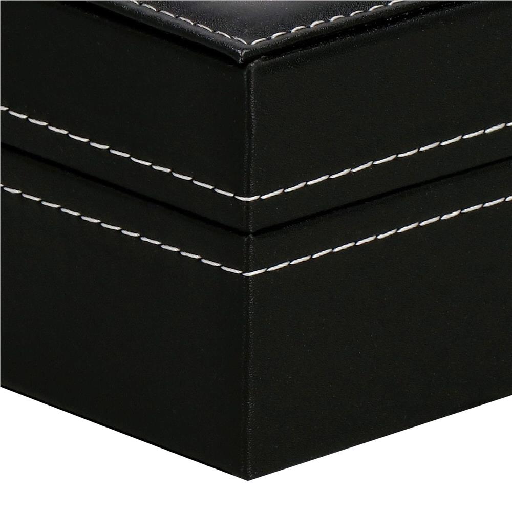 Cutie depozitare si organizare ceasuri, MDF, piele ecologica, 30x20x8cm, negru interior crem