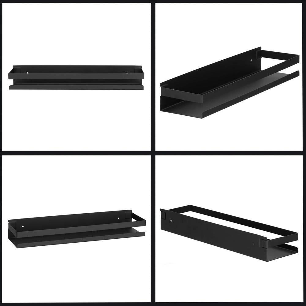 Raft de baie cu 2 sisteme instalare pe perete, aluminiu, 40x10x6cm, negru