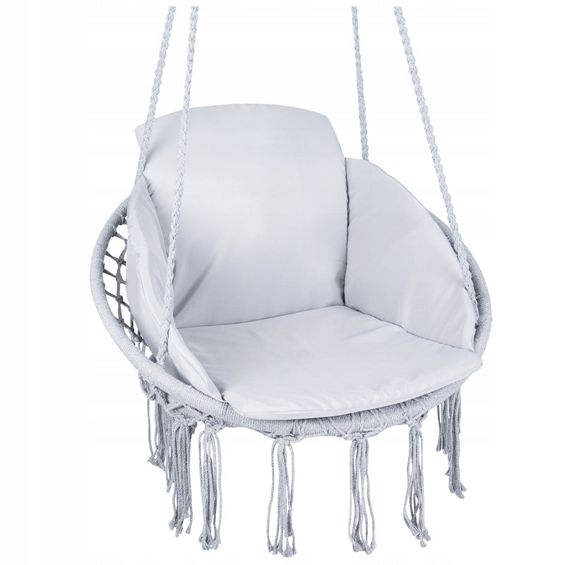 Scaun rotund tip leagan suspendat cu perna Confort casa sau gradina, gri