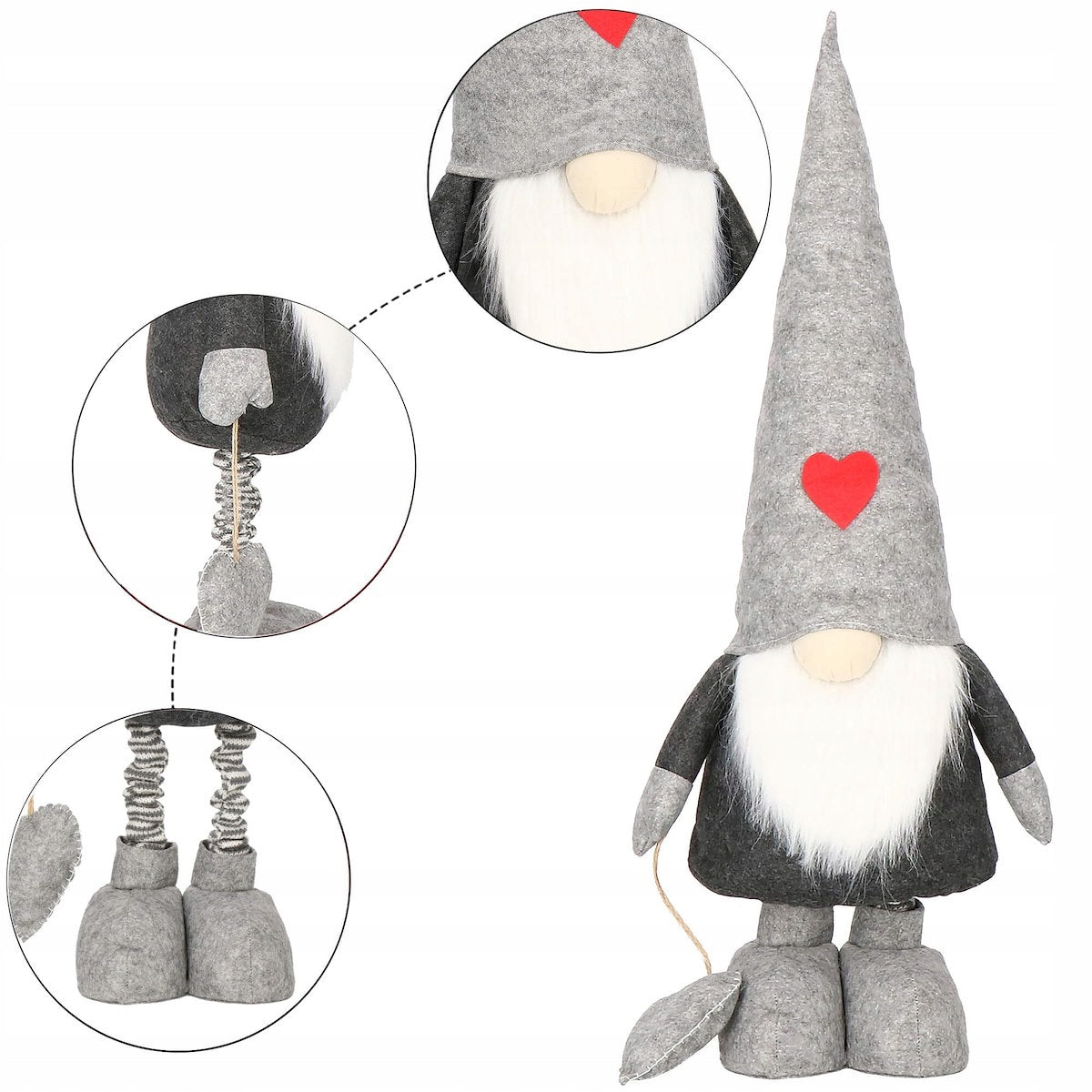 Figurina Craciun, Spiridus, picioare telescopice, inaltime extensibila 82-130cm