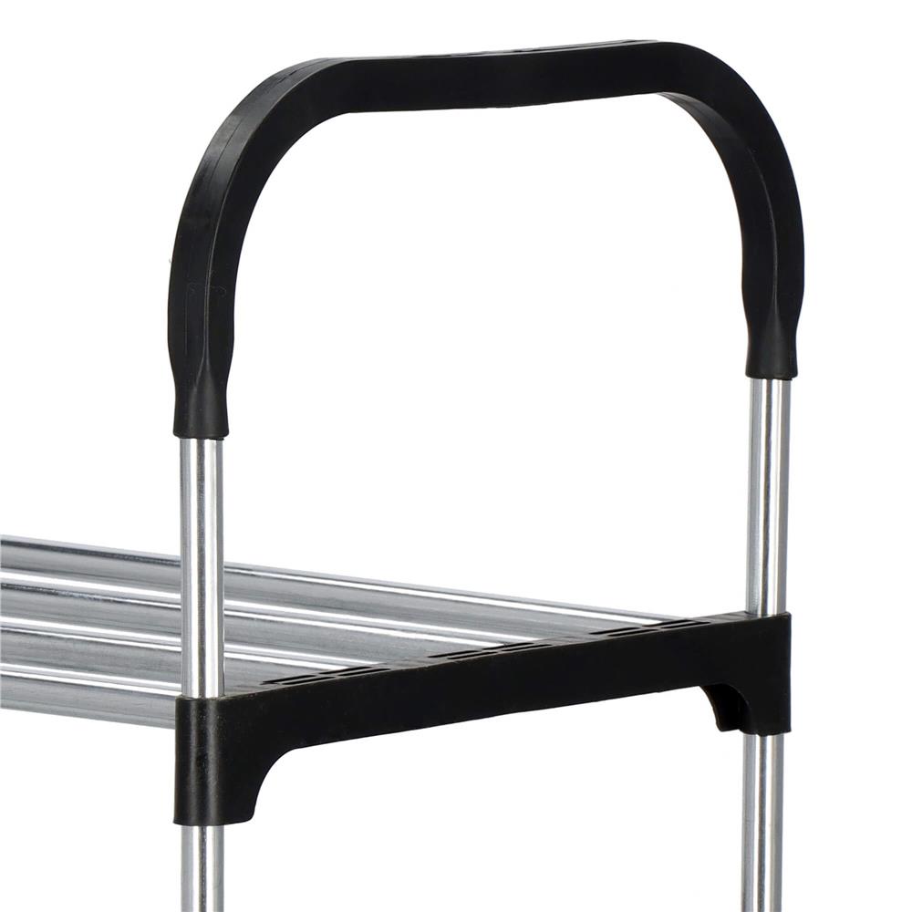 Suport pentru pantofi, 4 rafturi, cadru metalic, 84x28x60cm, negru si argintiu