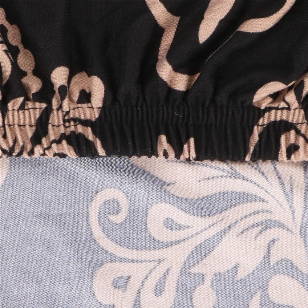 Set 4 huse pentru scaun, marime universala, poliester si spandex, 38x70cm, negru, bej
