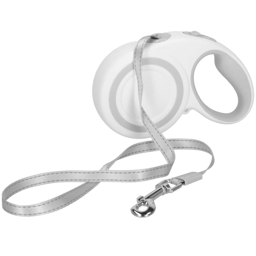 Lesa automata retractabila, pentru rase mari pana la 50kg, 500 cm, alb gri