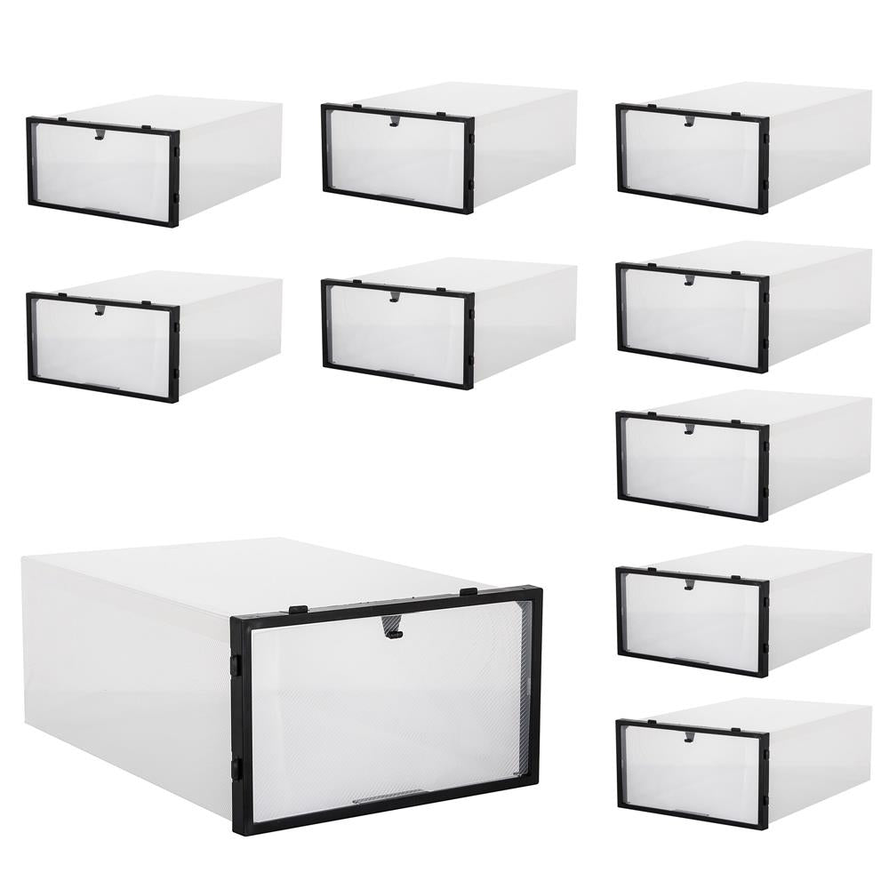 Set 10 cutii organizare pentru pantofi, 30x21x12, transparent