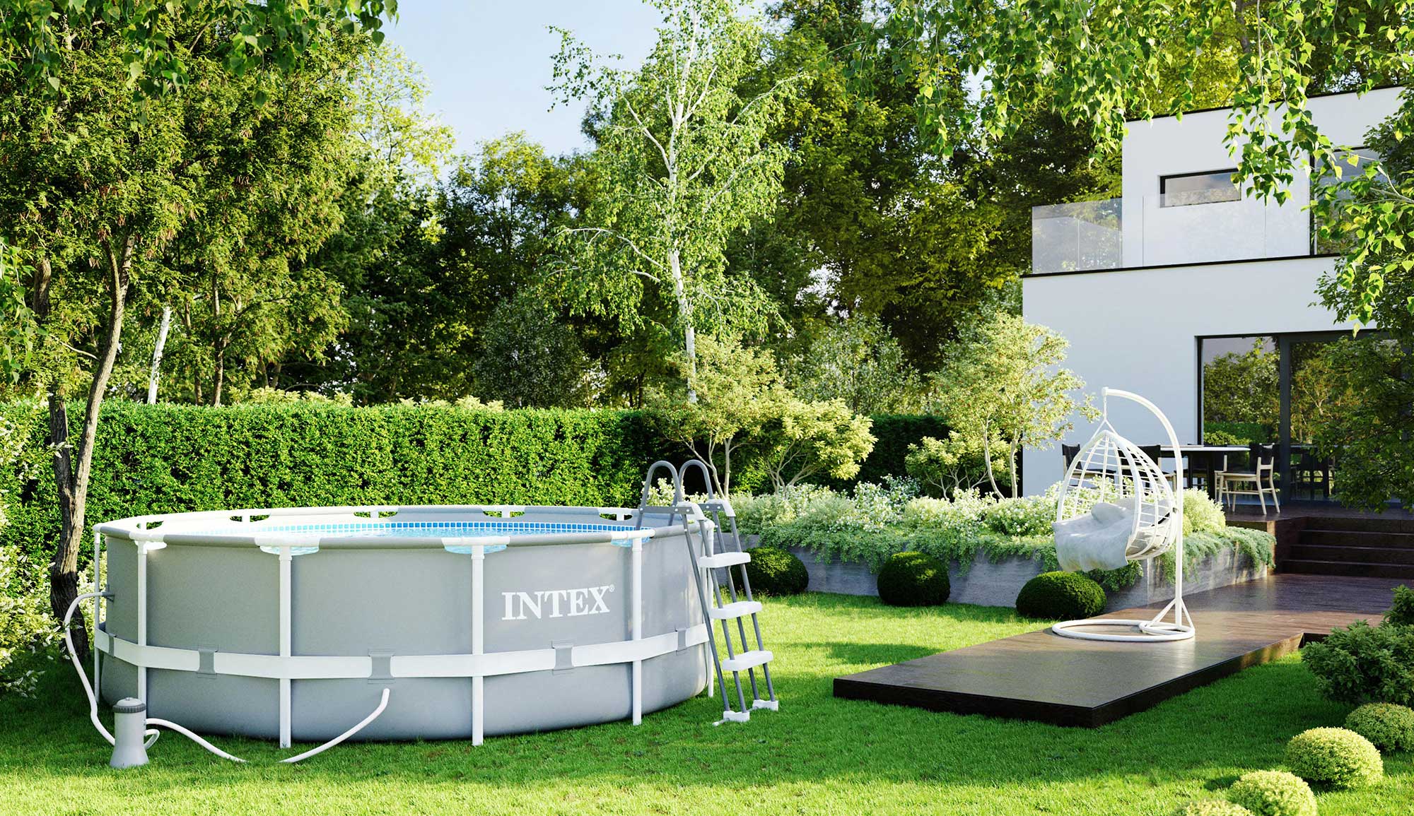 Piscina cadru metalic Intex Prism Frame, 366x99cm, 9.000 litri, cu pompa de filtrare si scara