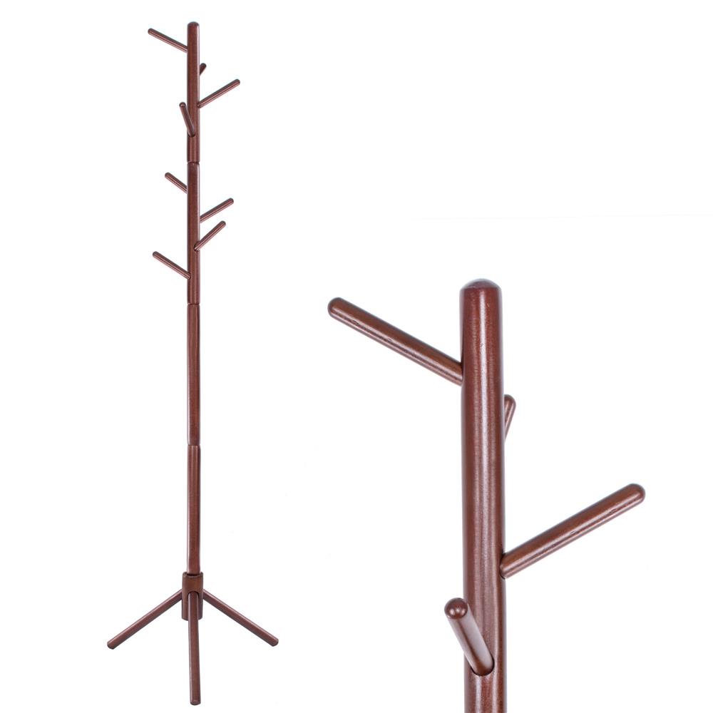 Cuier tip pom din lemn Sersimo, 8 agatatoare, 175cm, maro