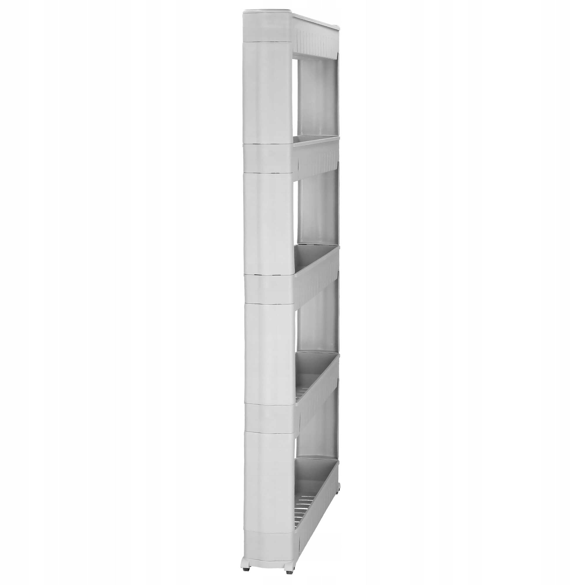 Sistem rafturi de depozitare Sersimo HA115 cu roti pentru bucatarie sau baie cu 5 polite, gri