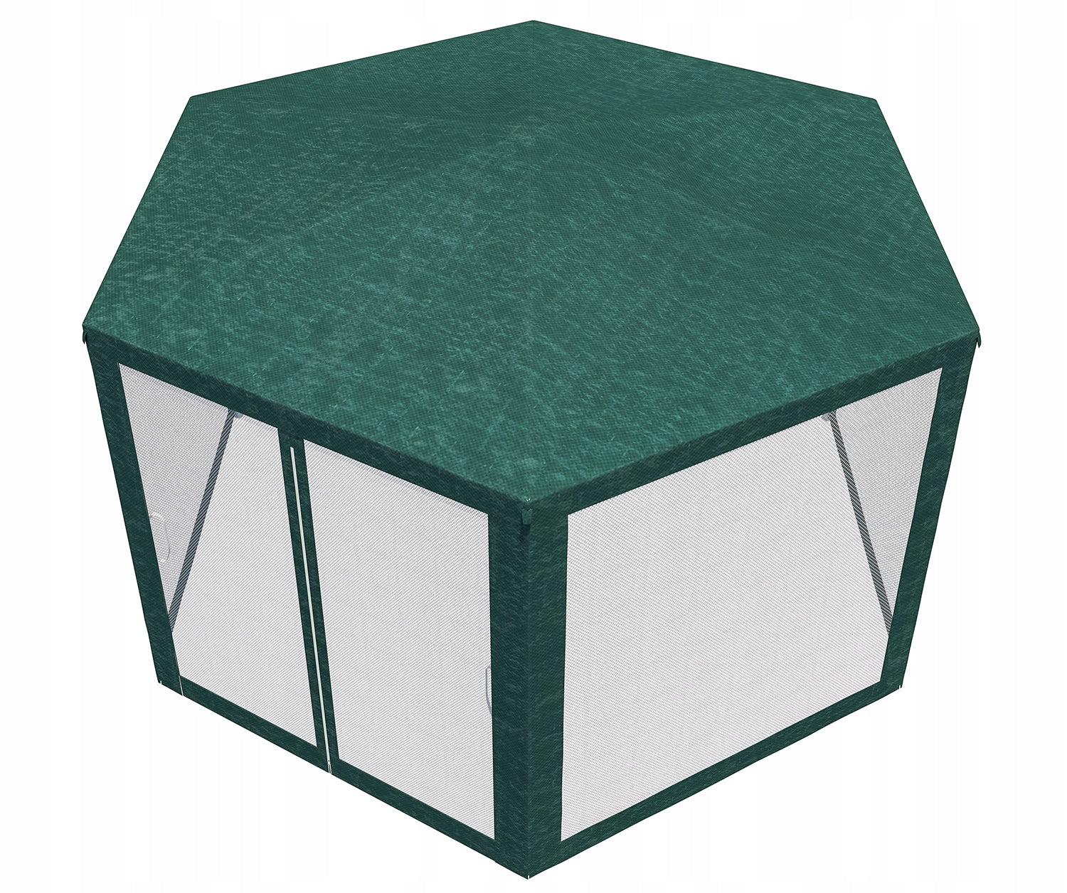 Pavilion cu plasa anti-insecte, fermoar, hexagonal, 200cm, Verde