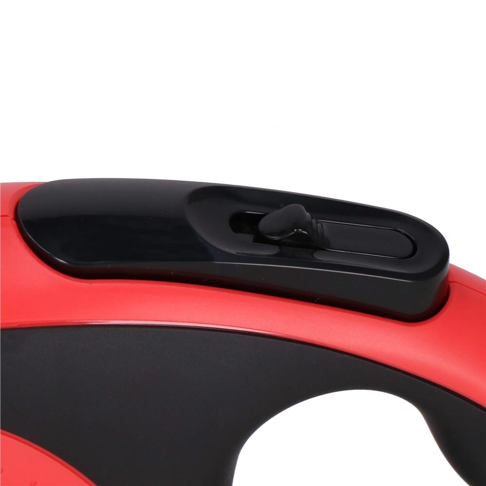 Lesa automata retractabila, pentru rase mari pana la 50kg, 500 cm, suport saci, negru rosu