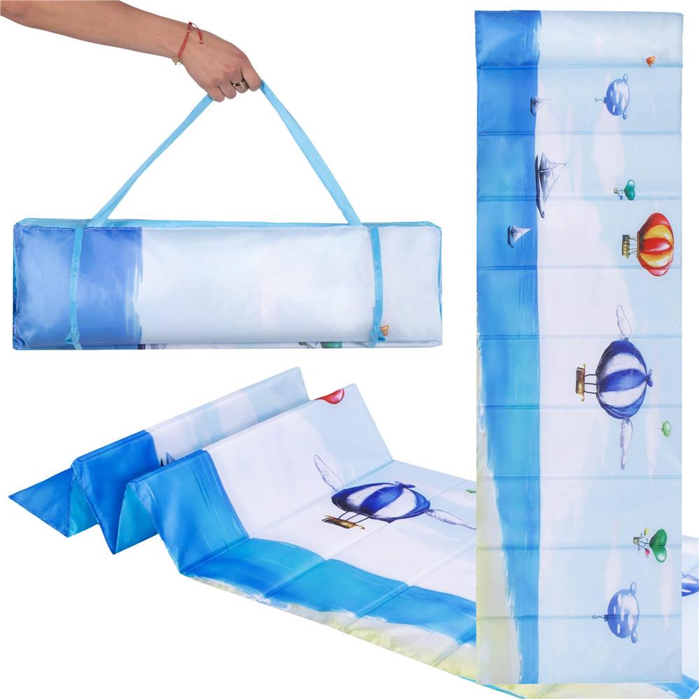 Saltea pentru plaja pliabila, din spuma, ultra-usoara, cu maner de transport, 60x180cm, albastru