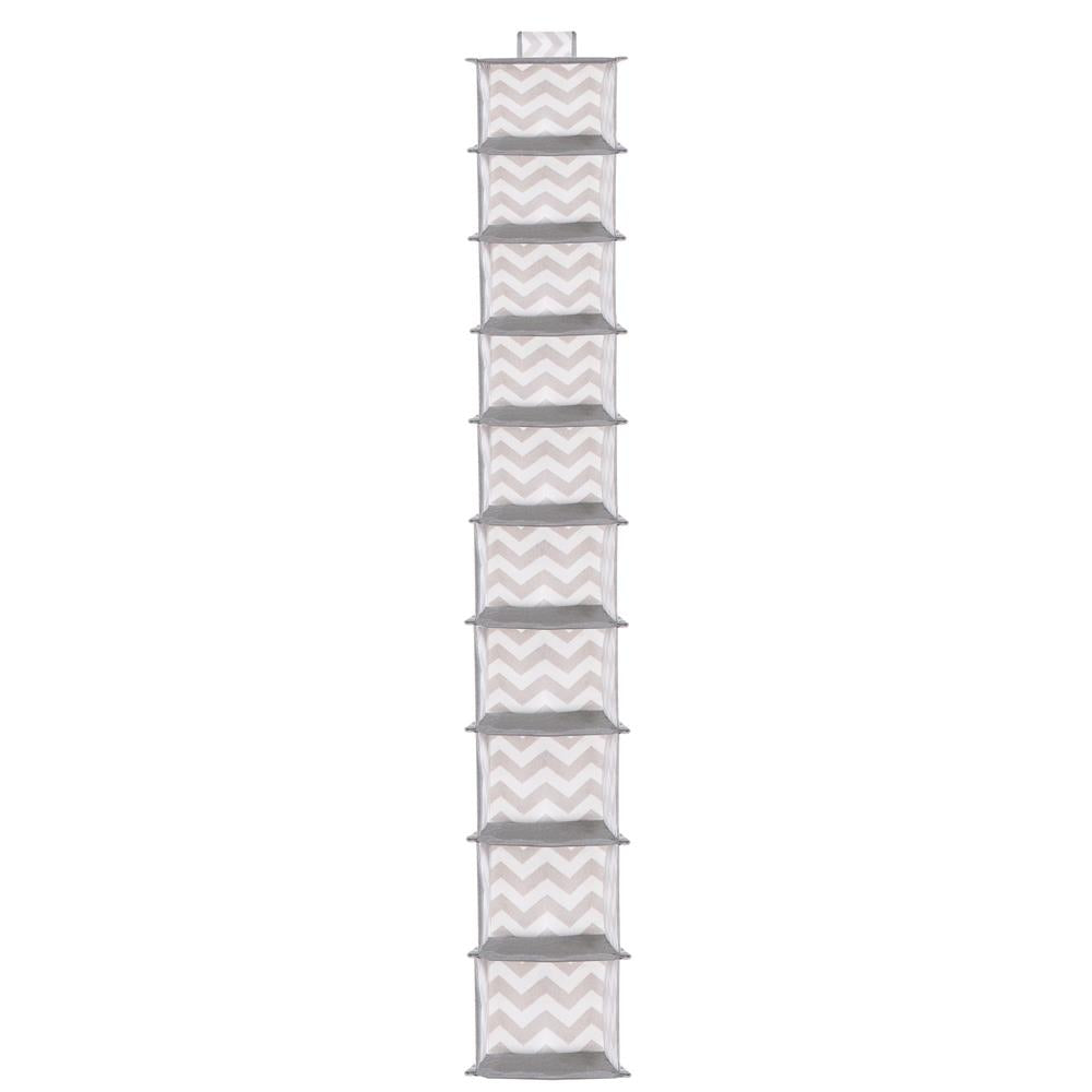 Organizator dulap Sersimo, 10 compartimente, textil, 120cm, alb gri