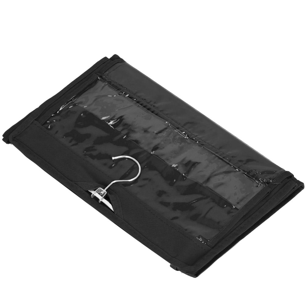 Organizator dulap Sersimo pentru posete, 6 compartimente, textil, negru