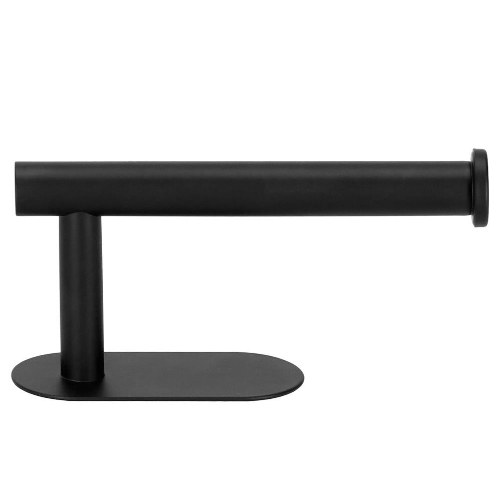 Suport hartie igienica din otel, prindere fara gaurire, 16cm, negru