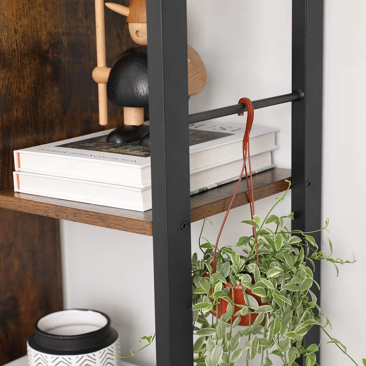VASAGLE Biblioteca cu 4 rafturi si dulap inferior cu 2 usi, stil industrial, 74x30x155cm, maro rustic