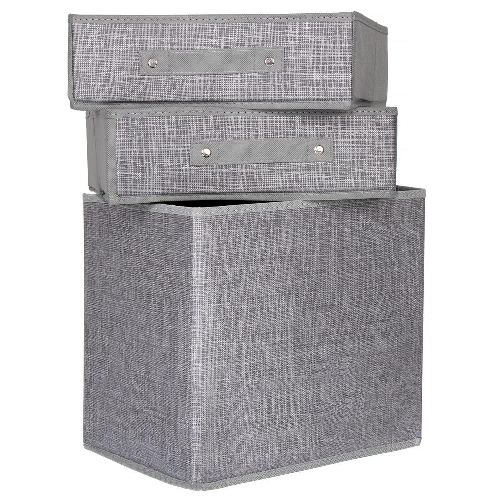 Organizator dulap tip lada cu 2 sertare, Sersimo, textil, gri