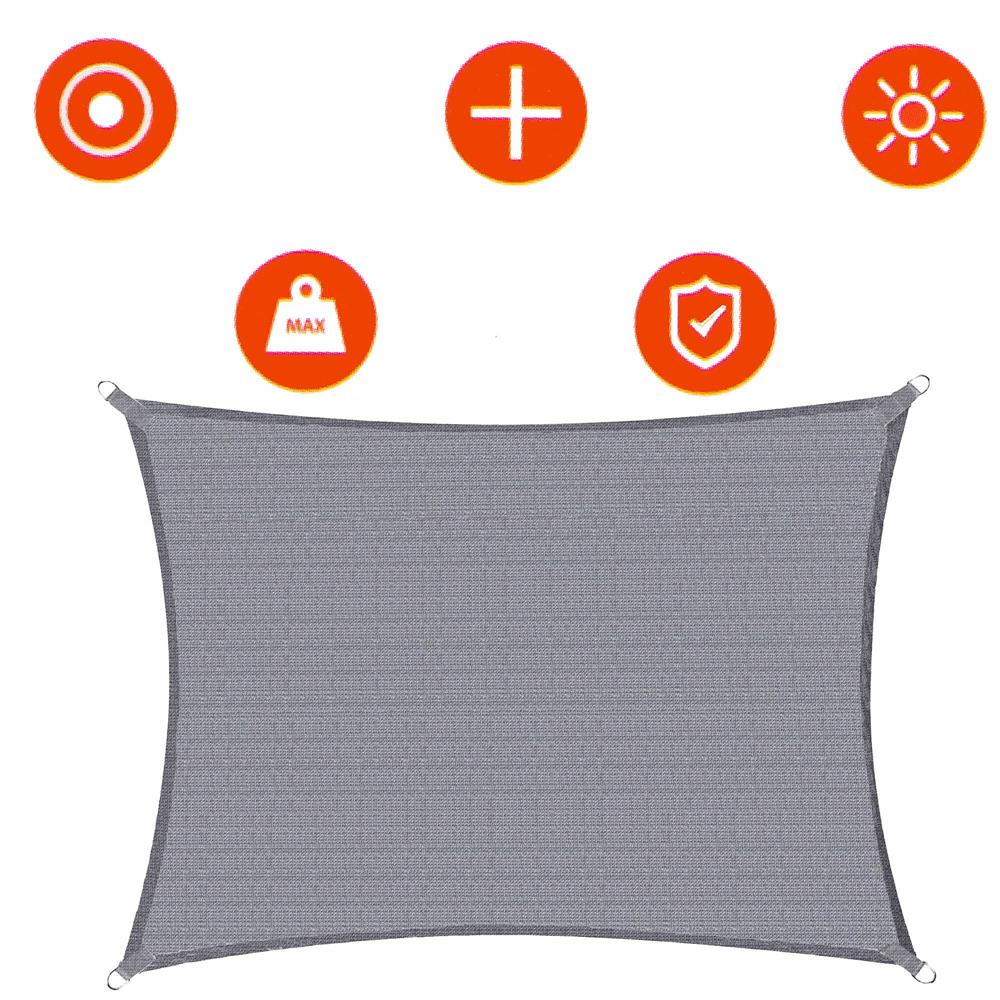 Copertina prelata de soare, dreptunghiulara, impermeabila cu protectie UV, 5x4m, gri deschis