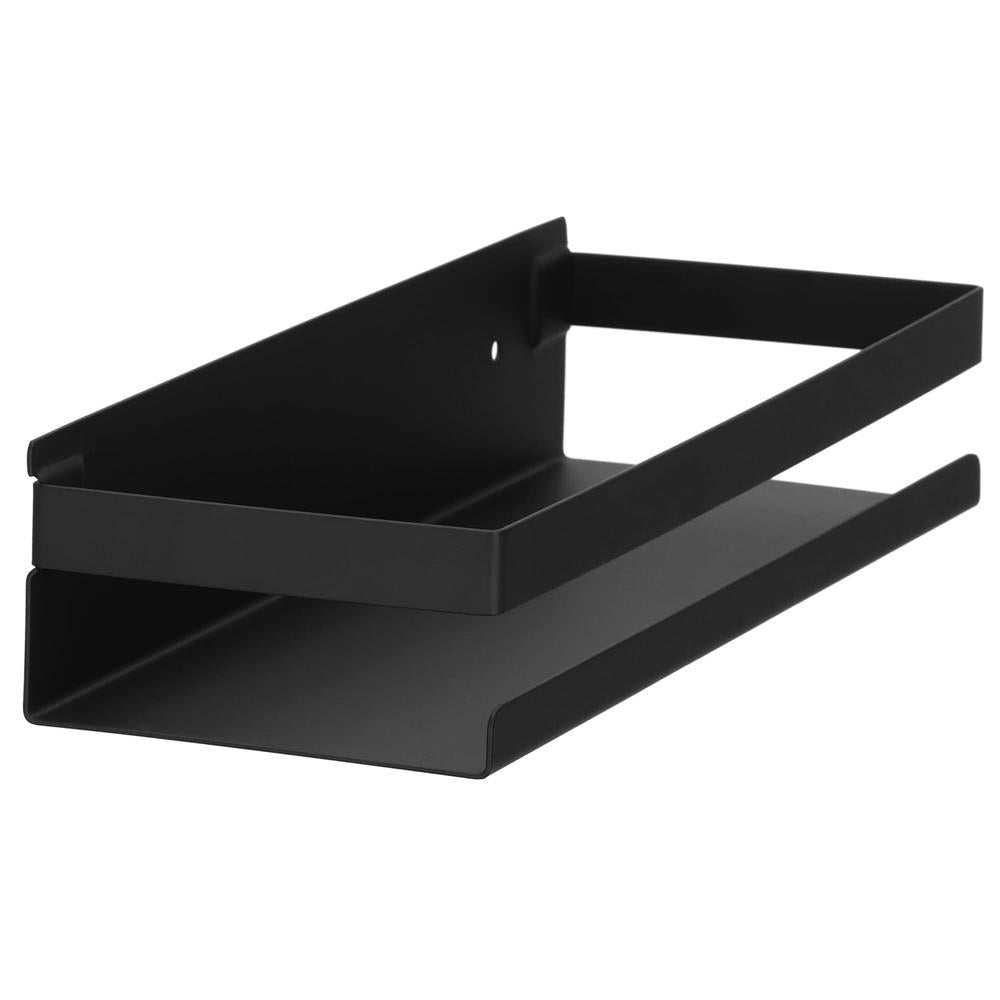 Raft de baie cu 2 sisteme instalare pe perete, aluminiu, 30x10x6cm, negru