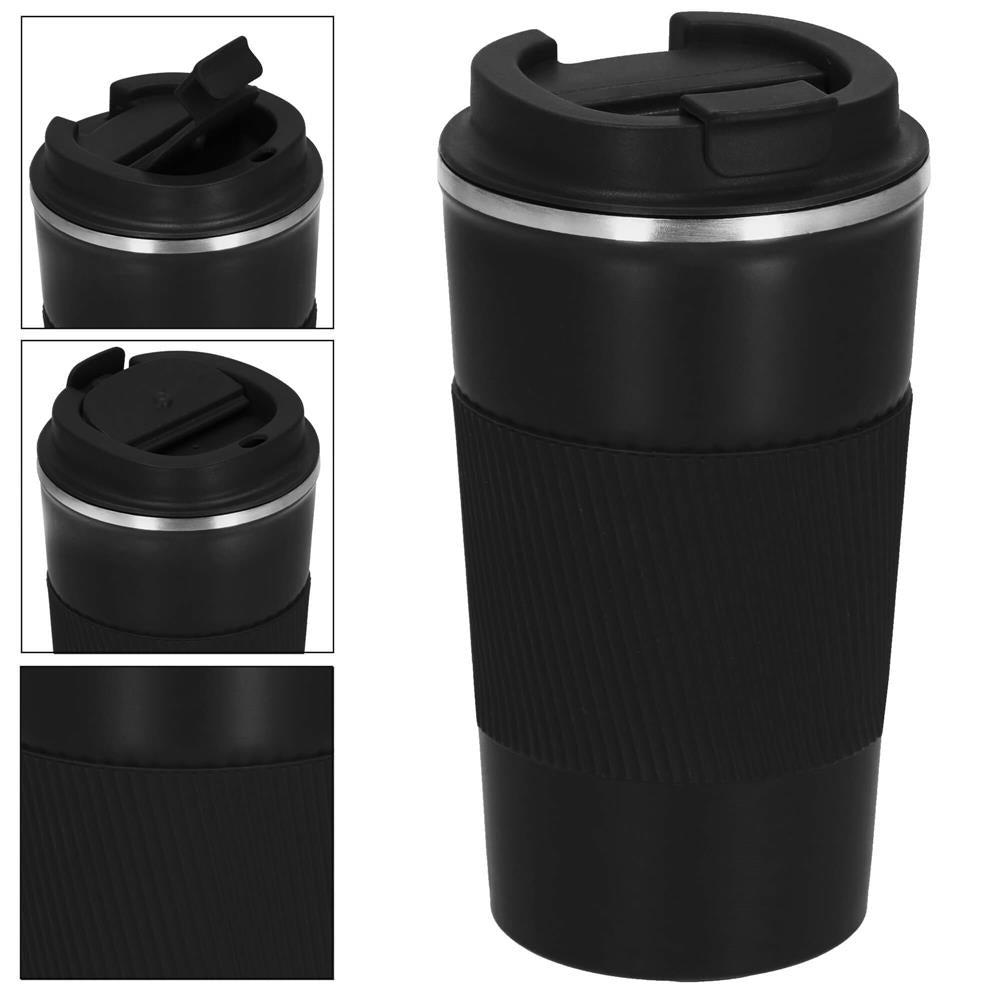 Cana termos calatorie, perete din inox dublu izolat, 500ml, 9x16.5cm, negru
