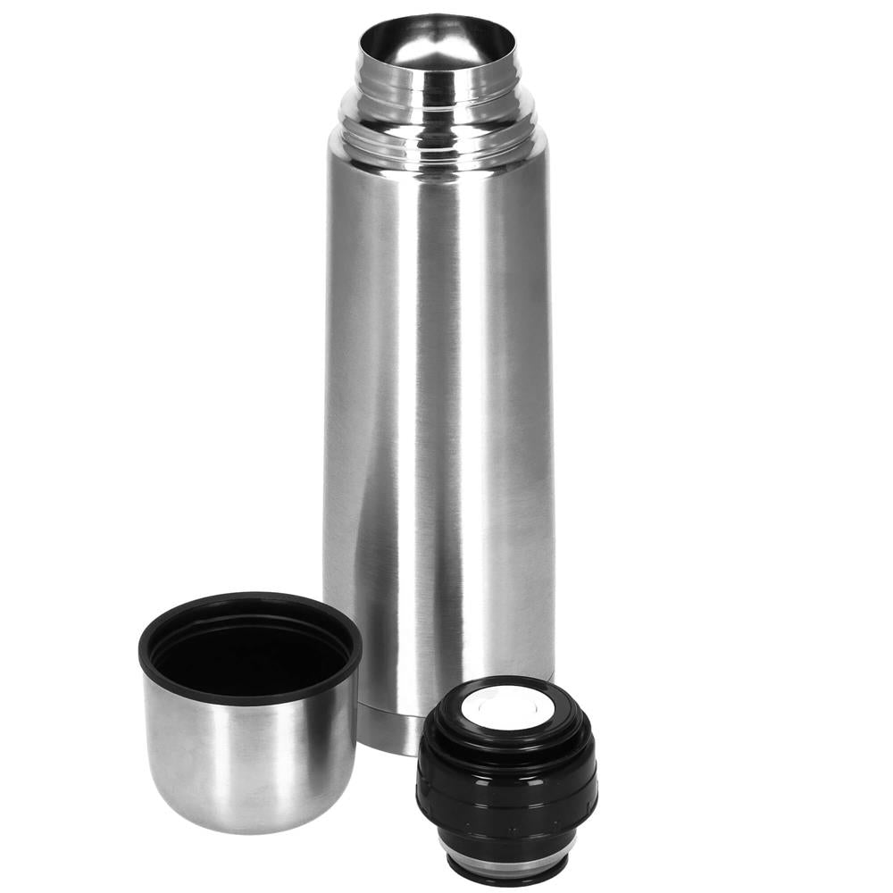 Cana termos cu pahar, perete din inox dublu izolat, 500ml, 24cm, argintiu
