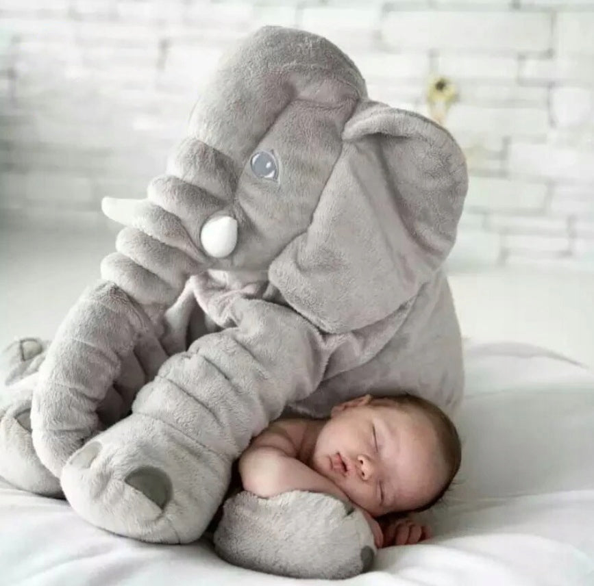 Jucarie plus elefant, tip perna, lavabila, umplutura hipoalergenica, pentru copii si adulti, 70 cm, gri