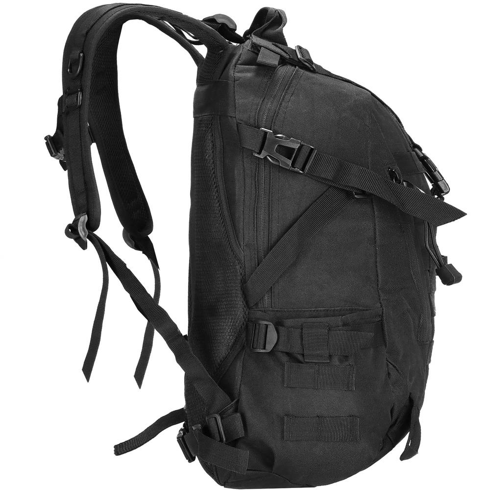 Rucsac militar pentru drumetie, spate cu captuseala groasa ventilata, compartimentat, 40L, negru