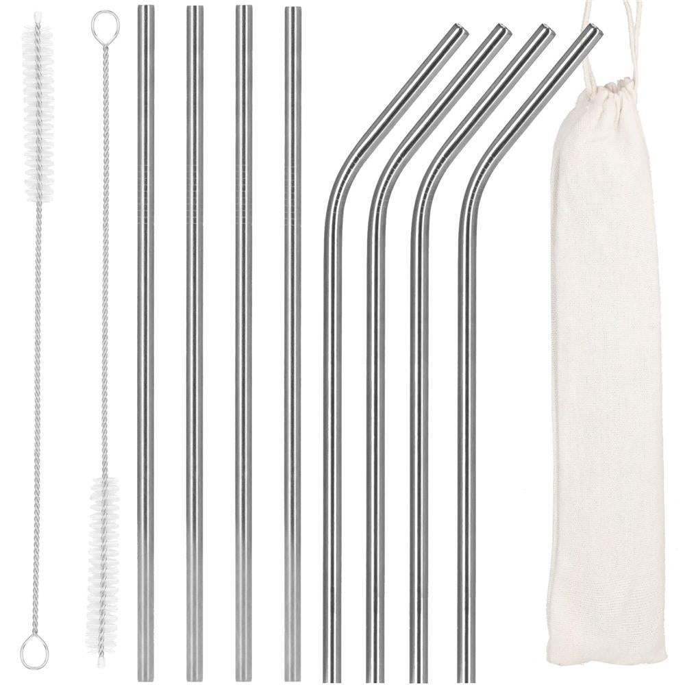 Set 8 paie metalice argintiu, reutilizabile, cu husa depozitare si perii curatat, 215x6 mm