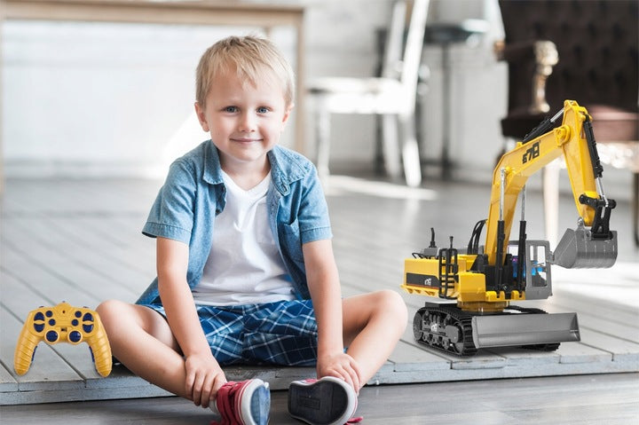 Excavator cu telecomanda, scara 1/14, cu telecomanda, incarcare USB, 14 canale