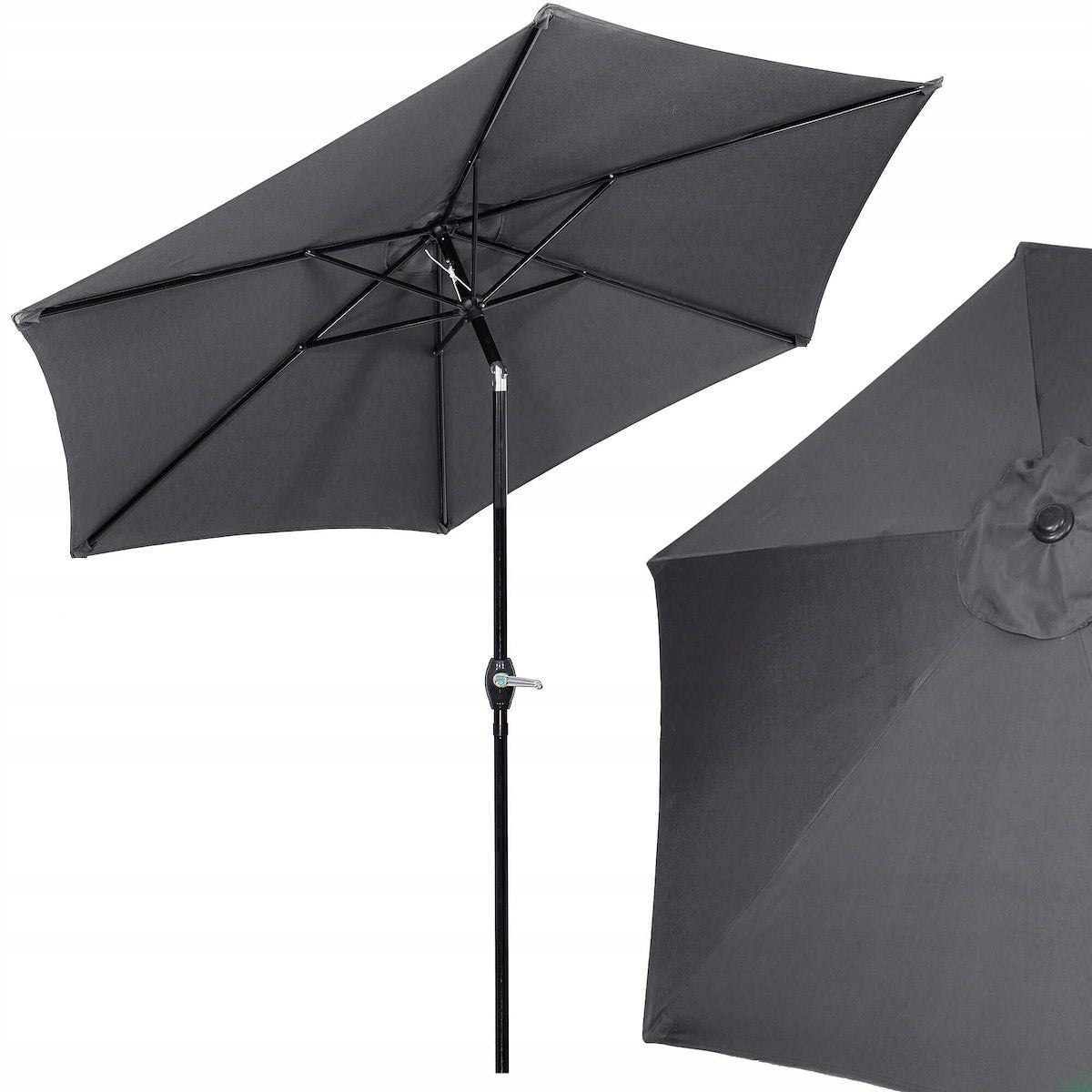Umbrela terasa gradina, cu manivela si inclinare, GU21, diametru 260cm, gri antracit