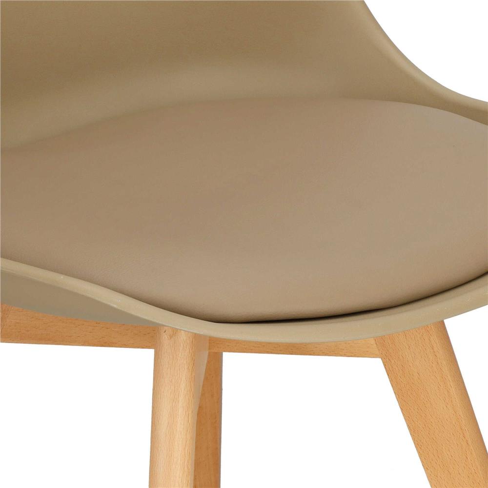 Set 4 scaune dining Verdhe pentru bucatarie cu perna tapitata cu piele ecologica, 44x82cm, maro
