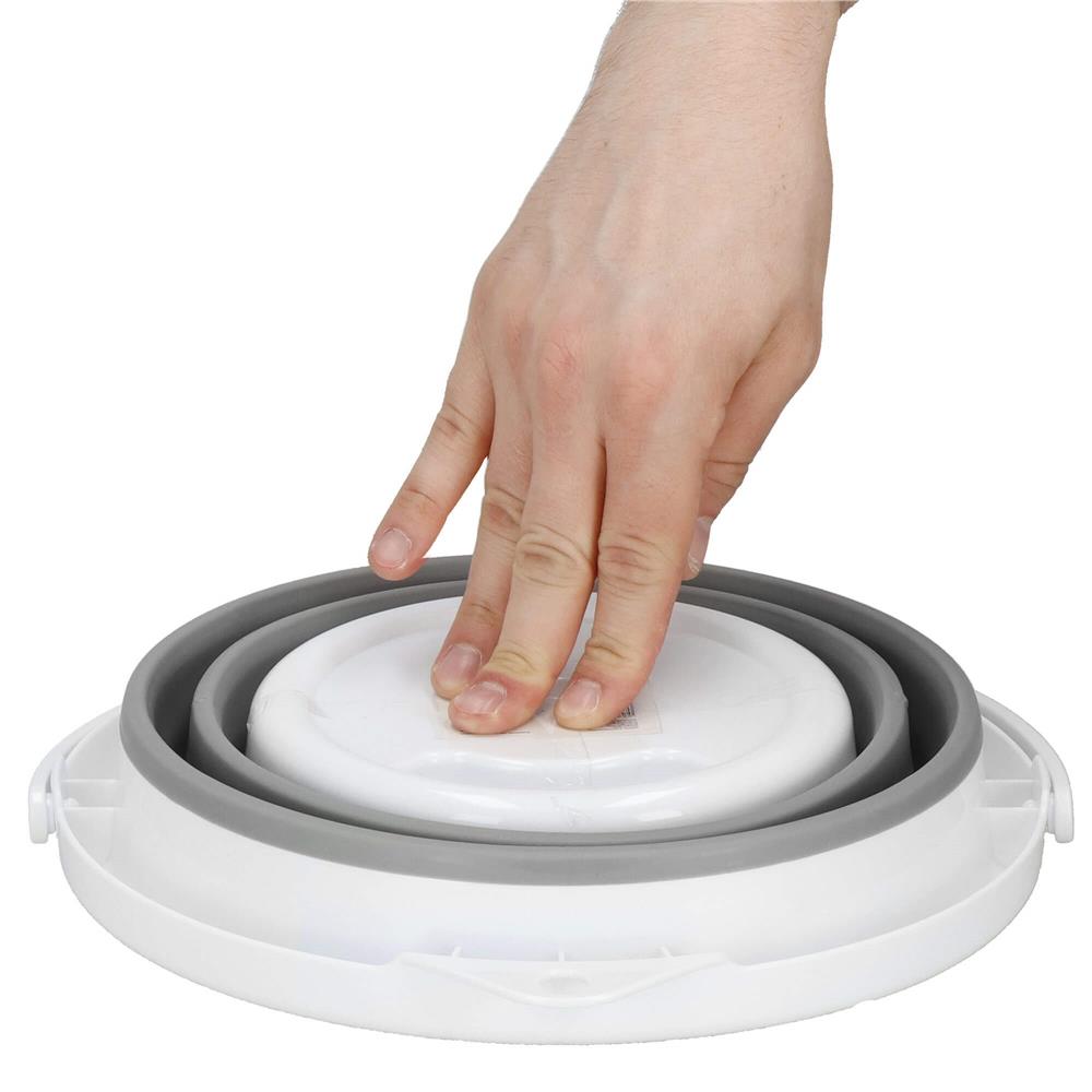 Lighean pliabil, rotund, din plastic si silicon, 25x19cm, 5litri, gri