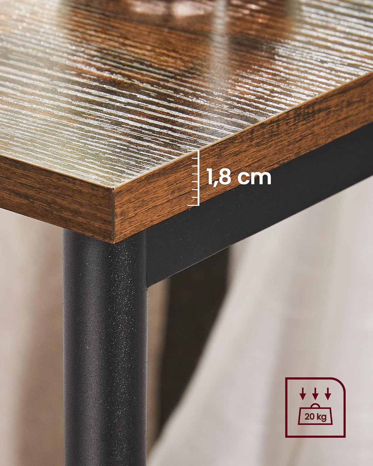 VASAGLE Noptiera cu 3 nivele pentru dormitor, cadru din otel, design industrial, 34x30x58cm, maro rustic