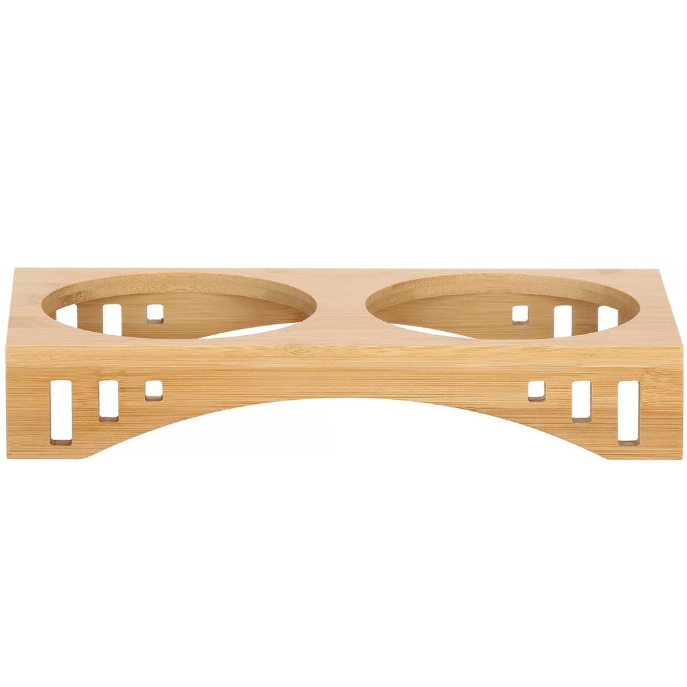 Set de 2 castroane din inox cu suport de bambus, 2x14cm