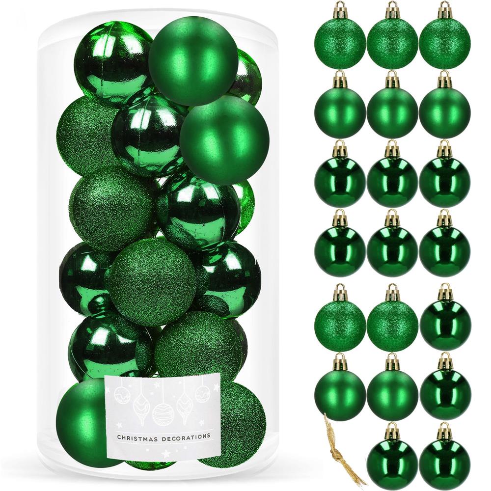 Set globuri de Craciun, 20 bucati, 3 modele, 4cm, verde