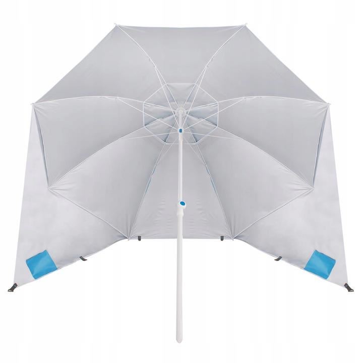 Umbrela tip cort de plaja XXL, cu 2 pereti laterali, BU14S, inaltime reglabila 140-220 cm, albastru