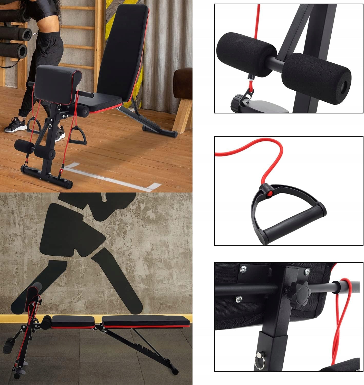 Banca multifunctionala antrenament fitness, spatar reglabil 7 trepte, sarcina maxima 150 kg